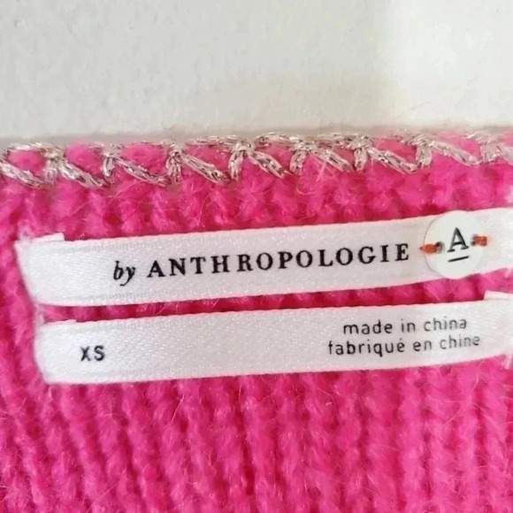 Anthropologie Pink Gold trim wool blend sweater.  Size xsmall - Picture 9 of 11